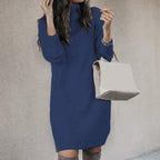 Gebreid trui-jurkje - stijlvolle dames turtleneck jurk