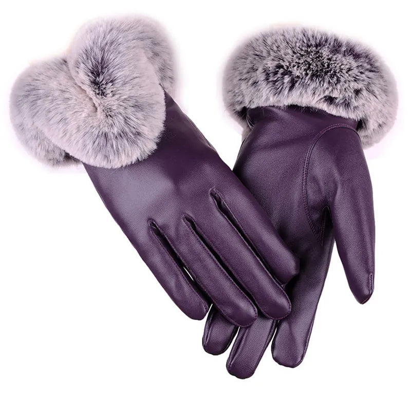 Leren winterhandschoenen - stijlvol dameshandschoenen met pelsrand