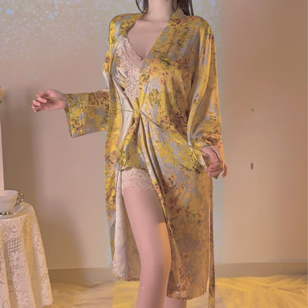 Kimono-jas - elegante groene dames loungekleding