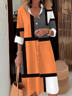 Shirtdress - trendy dames knopenjurk met geometrisch patroon