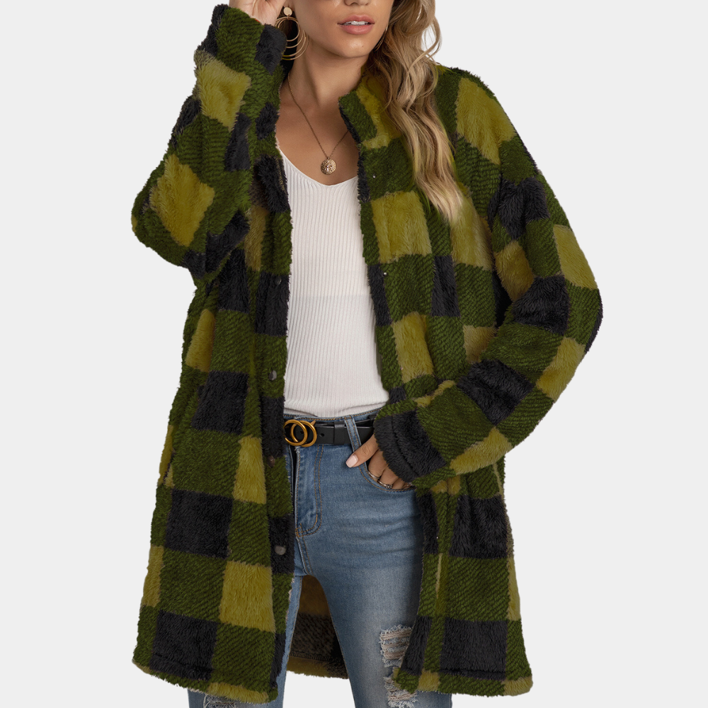 Gepromot coat - gezellige dames checkered oversized jas