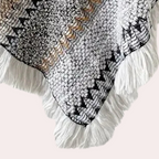 Dames poncho - stijlvolle gebreide sjaal met franjes