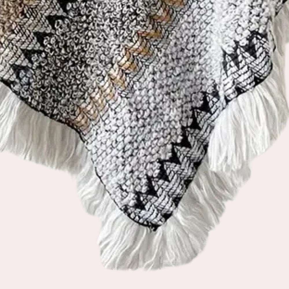 Dames poncho - stijlvolle gebreide sjaal met franjes