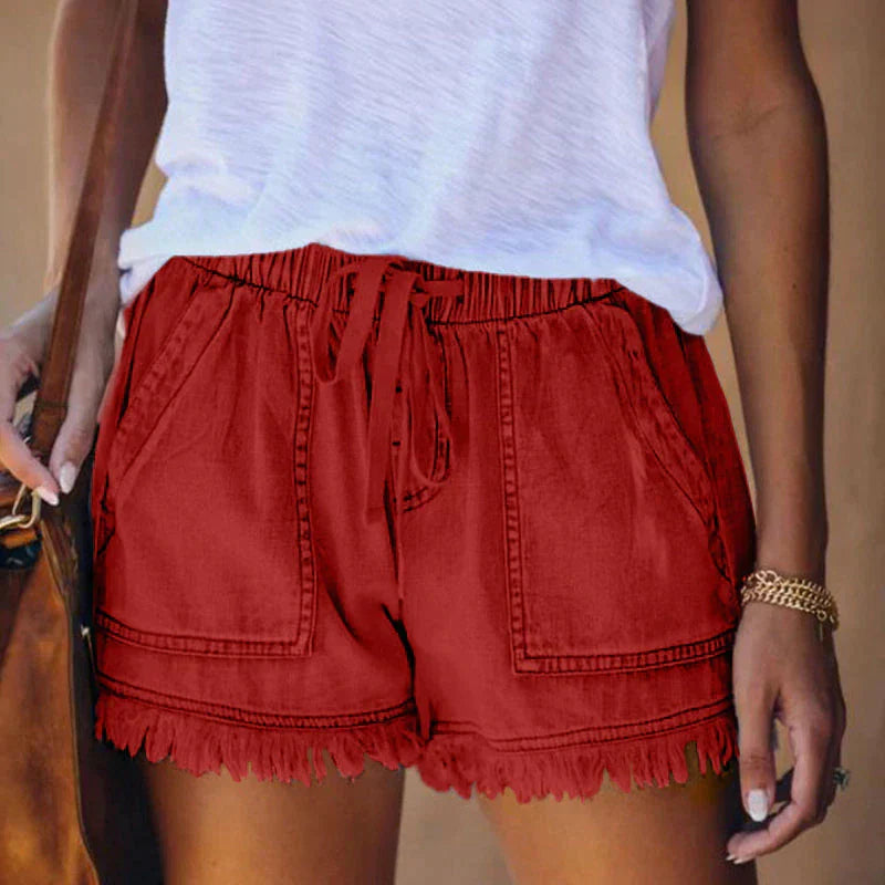 Dames casual denim shorts met elastische tailleband - een ontspannen zomerstijl voor vrouwen