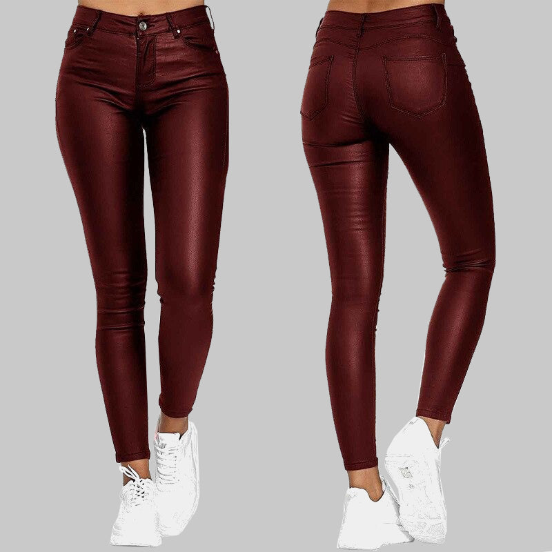 Faux leren legging - hoge taille damesbroek