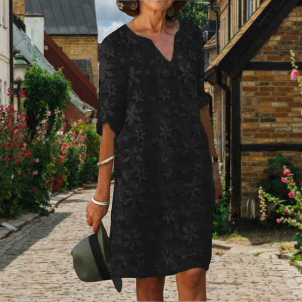 Bloem geborduurde jurk - elegante zomer shift jurk voor dames