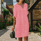 Bloem geborduurde jurk - elegante zomer shift jurk voor dames