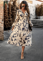 Floral maxi jurk - elegante lange damesjurk met gathered taille