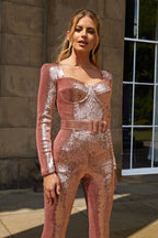 Sprankelende jumpsuit - elegante aangesloten dames outfit - Bakkermode.nl