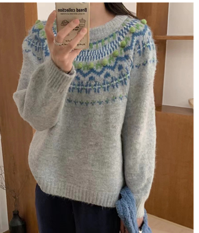 Scandinavische yoke truien - warme gebreide dames sweaters - Bakkermode.nl