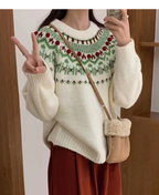 Scandinavische yoke truien - warme gebreide dames sweaters - Bakkermode.nl