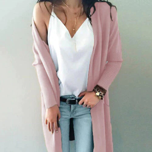 Dames lange cardigan - chic lichtgewicht breiwerk voor veelzijdige laagjesstijl het hele jaar door