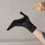 leren enkellaarsjes dames met vierkante neus - hoge hakken, comfortabel en duurzaam - Bakkermode.nl