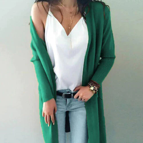 Dames lange cardigan - chic lichtgewicht breiwerk voor veelzijdige laagjesstijl het hele jaar door