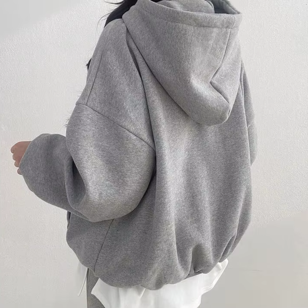 Oversized hoodie - damestrui met capuchon en buidelzak - Bakkermode.nl