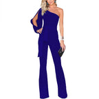 Dames asymmetrische one-shoulder jumpsuit - elegante wijde broek voor avondkleding