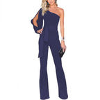 Dames asymmetrische one-shoulder jumpsuit - elegante wijde broek voor avondkleding
