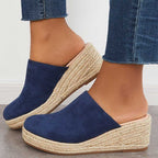 Dames espadrille mules - stijlvolle slip-on schoenen met trendy sleehakken voor dagelijks gebruik