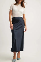 Zijde midi rok - elegante rok voor dames met hoge split