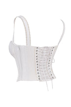 Dames witte corset top - gedetailleerde blouse met kantafwerking