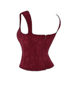 Dames lace-up corset top - rijke merlot blouse met elegante uitstraling