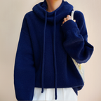 Gebreide hoodie - oversized vrouwen sweater met turtleneck - Bakkermode.nl
