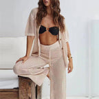 2-delige dames crochet tracksuit - lichtgewicht en relaxed fit voor de zomer - stijlvolle strand- en stadsoutfit