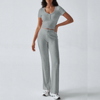 2-delige dames lounge set - zachte katoenen top en broekcombinatie voor casual ontspanning