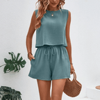 2-delige casual loungewear set voor dames - zachte stof, stijlvolle zomeroutfit