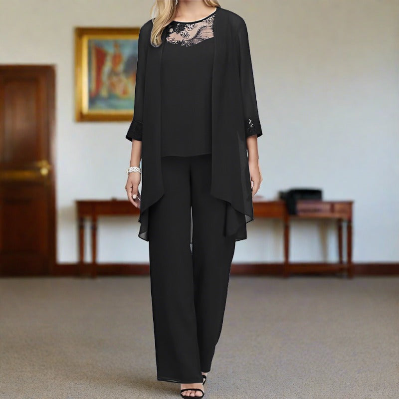 3-delige formele damesoutfit: elegante tuniek & broek - zakelijke kleding, chique ontwerp