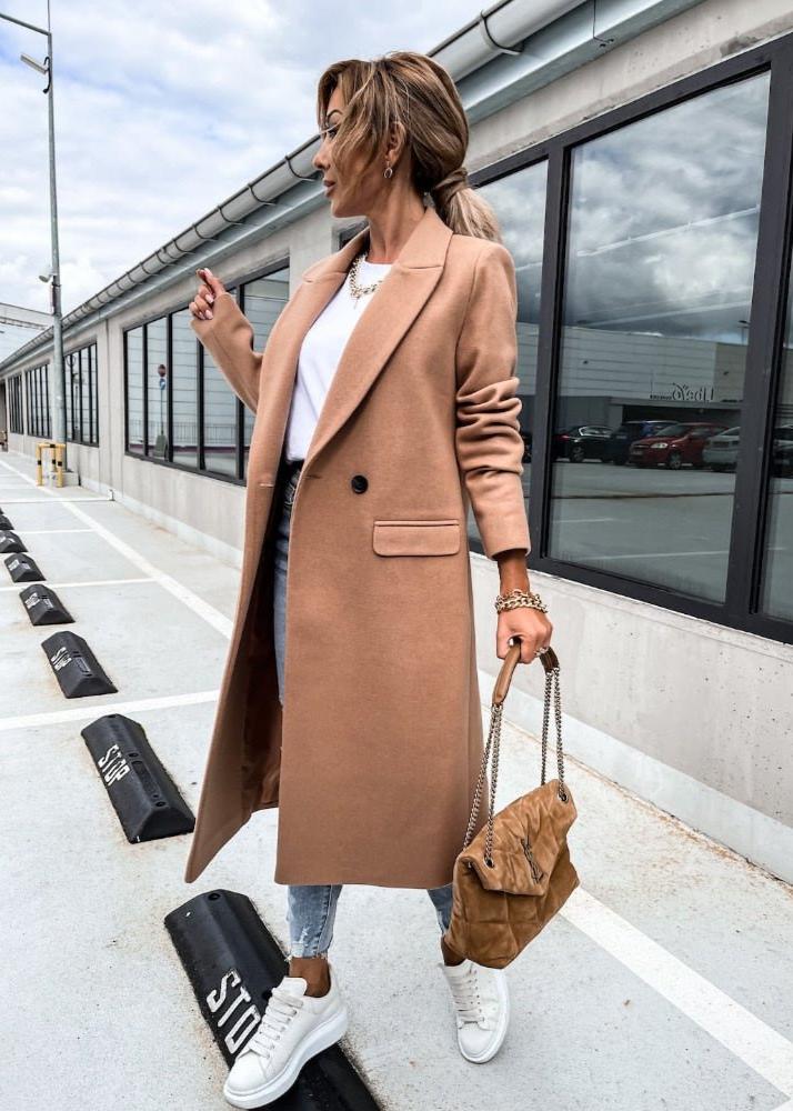 Wollen winterjas voor dames - lange jas met een klassieke stijl - Bakkermode.nl