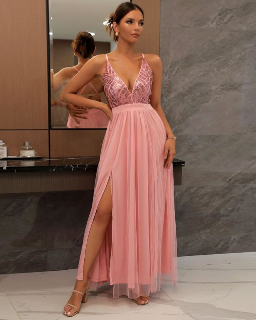 Maxi-jurk met kant en tule - elegante avondgala voor speciale gelegenheden