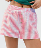 Dames lounge shorts - lichtgewicht gestreepte casual zomeroutfit - relaxte pasvorm en gemakkelijk te onderhouden
