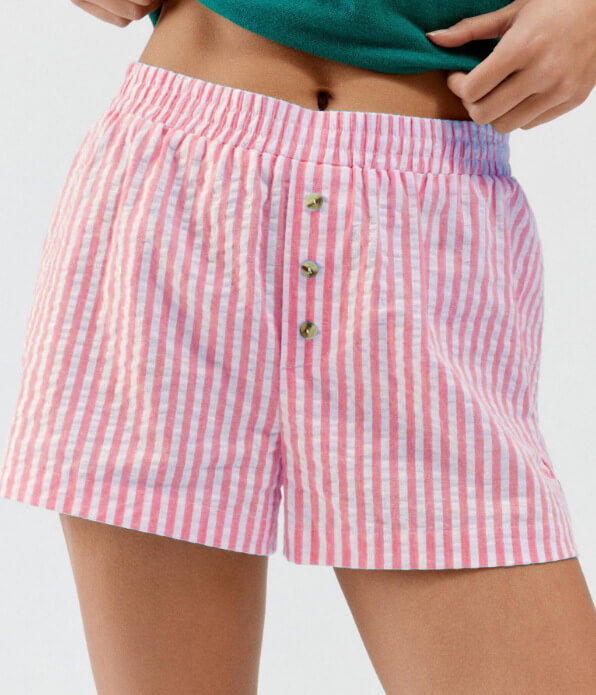 Dames lounge shorts - lichtgewicht gestreepte casual zomeroutfit - relaxte pasvorm en gemakkelijk te onderhouden