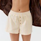 Dames lounge shorts - lichtgewicht gestreepte casual zomeroutfit - relaxte pasvorm en gemakkelijk te onderhouden