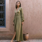 Dames maxi jurk - elegante knopdetails in bohemian stijl voor casual & formele gelegenheden