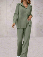 2-delige dames lounge set - stijlvolle en ontspannen blouse met broek voor casual avonden