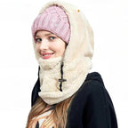 Fleece snood met capuchon - warme dames winter sjaal