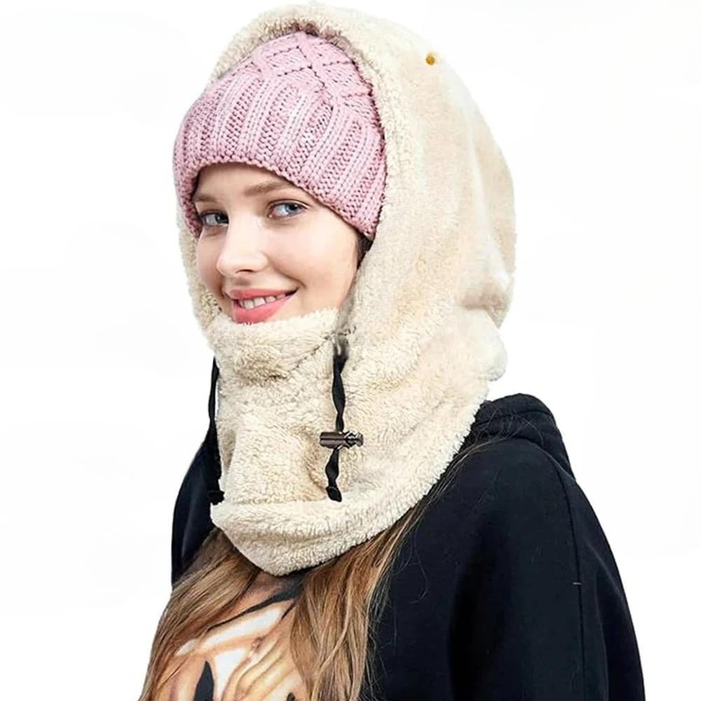 Fleece snood met capuchon - warme dames winter sjaal