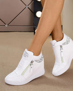 Sneakers - dames wedge sneakers met ritssluiting
