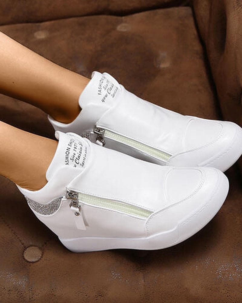 Sneakers - dames wedge sneakers met ritssluiting