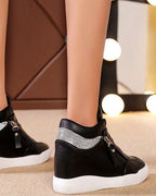 Sneakers - dames wedge sneakers met ritssluiting