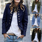 Militaire blazer - getailleerd dames jasje met gouden knopen en schouderdetails - Bakkermode.nl