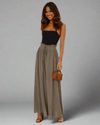 Dames hoge taille wijde pijpen broek - stijlvolle lichte broek voor casual uitjes