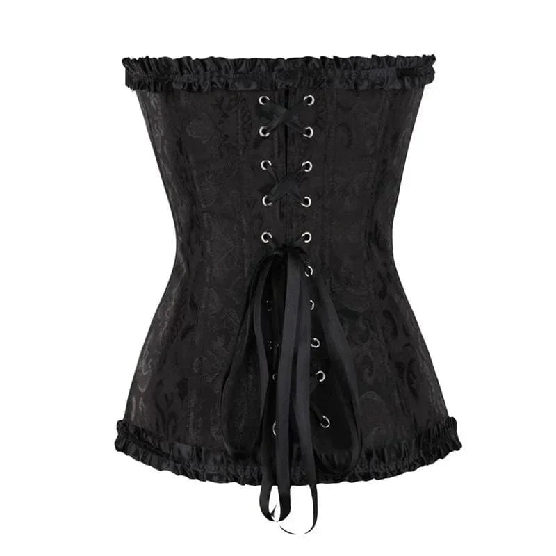 Brocade corset voor dames - verfijnd zwart corset met kantdetails