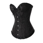 Brocade corset voor dames - verfijnd zwart corset met kantdetails