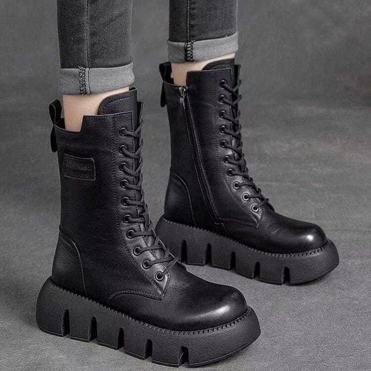 Veter combat boots - dameslaarzen met chunky zool - Bakkermode.nl