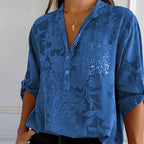 Dames lichtgewicht blouse met lange mouwen - elegante bloemenprint