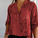Dames lichtgewicht blouse met lange mouwen - elegante bloemenprint