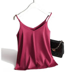 Satin cami top - elegante dames mouwloze blouse